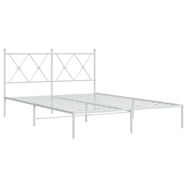 Sengestel - EKSKLUSIV HUS - 135x190 cm - Pulverlakeret stål - Hovedgærde inkl. - Opbevaring under seng Vit
