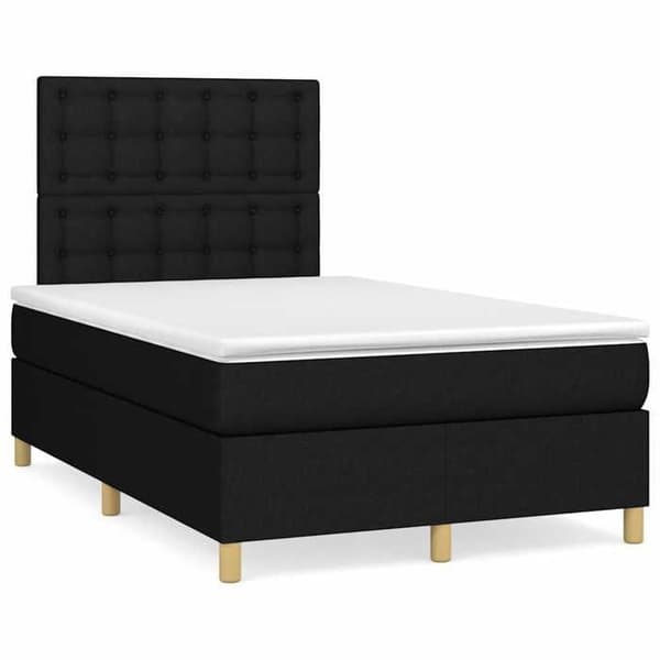 Maison Exclusive - Sengebund med lameller og sort madras 120x190 cm stof