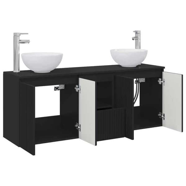 Maison Exclusive - 3-delars badrumsskåpset Svart 129 x 35 x 80 cm