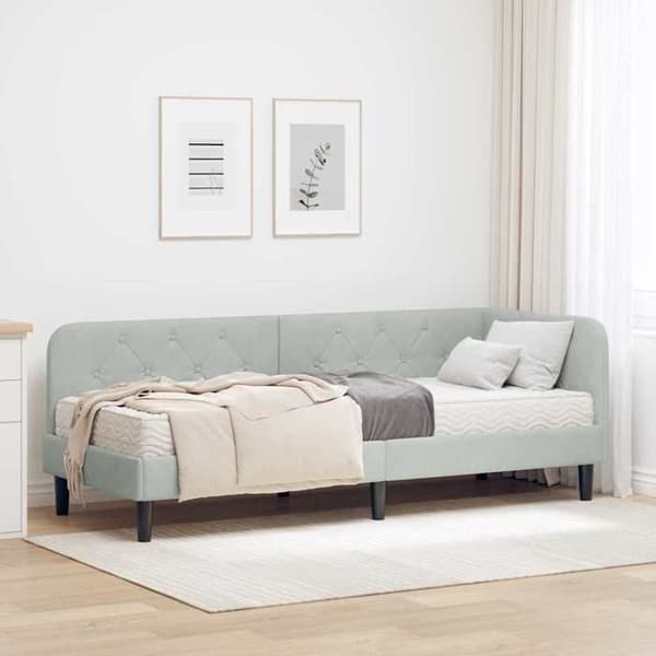 Maison Exclusive - Ljust grått hörnsängram 80 x 200 cm Sammet Ljusgrått