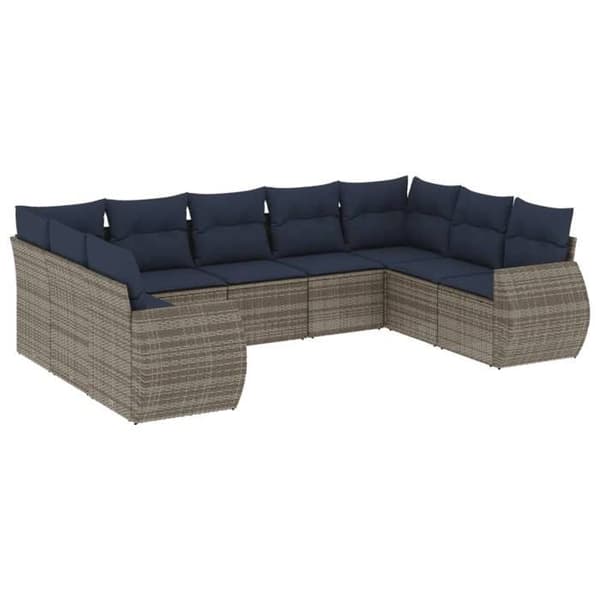 Modulær have-sofa - EKSKLUSIV HUS - Vævet harpik - Grå - 9 dele sæt - PE rattan Grå