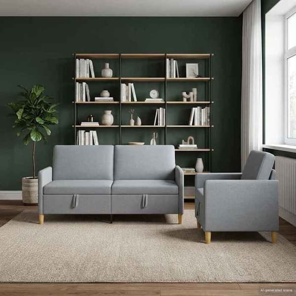 Maison Exclusive - Sohva säilytyksellä 2 kpl Vaaleanharmaa Polyesteri
