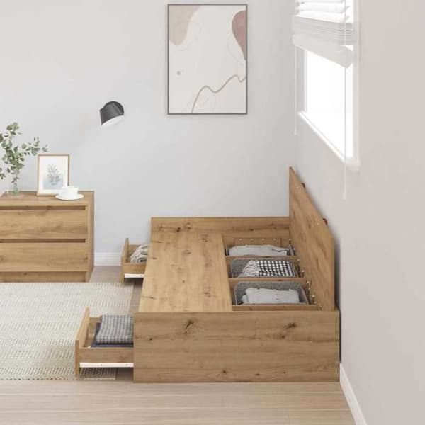Maison Exclusive - Håndlavet egetræsseng 90 x 200 cm Ingeniørtræ