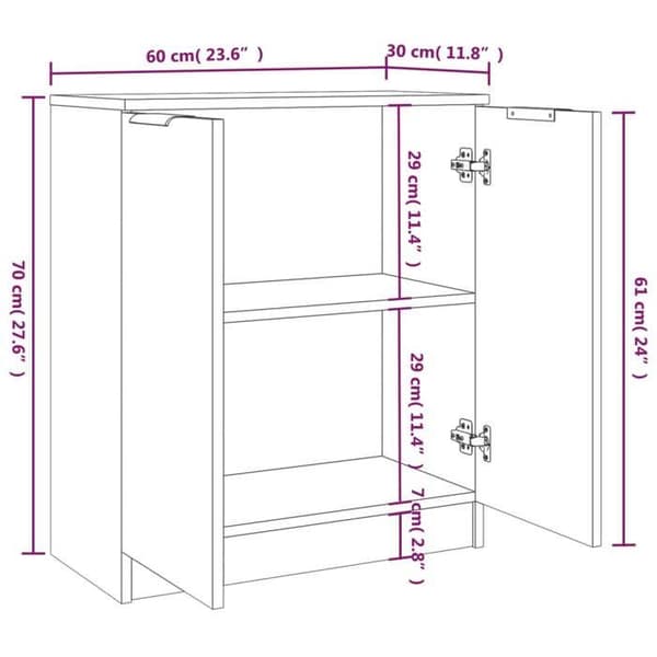 Buffé - 2 delar - Vit - 60 x 30 x 70 cm - Lättstädad ingenjörsträ Vit