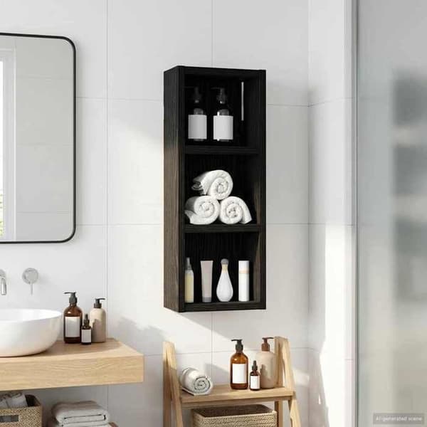 Maison Exclusive - Væghængt badeværelsesskab i sort eg 20 x 10 x 50 cm