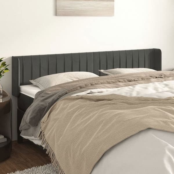 Maison Exclusive - Päätylevy korvilla Tummanharmaa 203x16x78/88 cm Sametti Mörkgrå