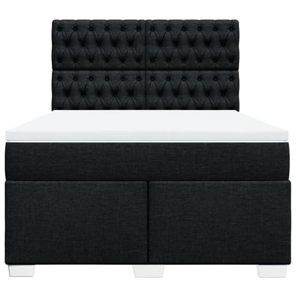 Maison Exclusive - Sengebund med lameller og madras Sort 140x190 cm Stof