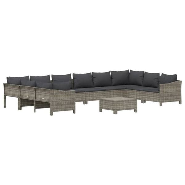 Maison Exclusive - Trädgårdsmöbler 11 delar med kuddar Grå Flätad resin