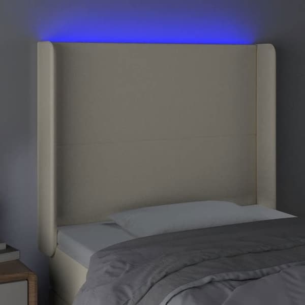 Maison Exclusive - LED Hovedgærde Creme 103x16x118/128 cm Simililæder
