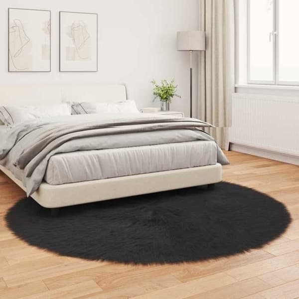 Maison Exclusive - Fusk TAFALLA Matta Svart Ø 200 cm Polyester
