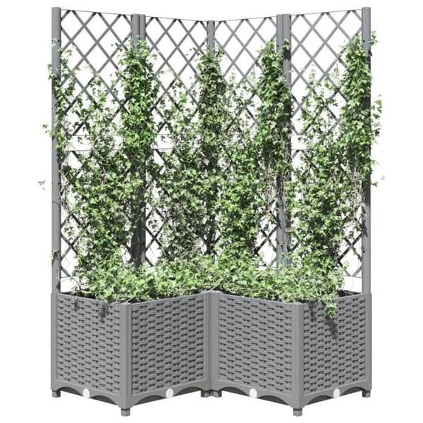 Maison Exclusive - Blomlåda med spaljé Ljusgrå 80x80x136 cm PP ljusgrått