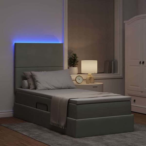 Maison Exclusive - LED förvaringssäng med madrass Ljusgrå 100 x 200 cm