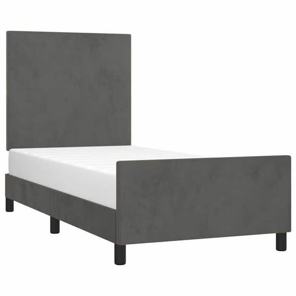 Maison Exclusive - Sängram utan madrass mörkgrå 100x200 cm sammet