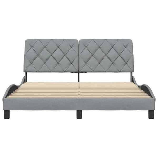 Sengestel - EKSKLUSIV HUS - 160x200 cm - Lys grå - Polyesterstof - Inkluderet lamelbund ljusgrått