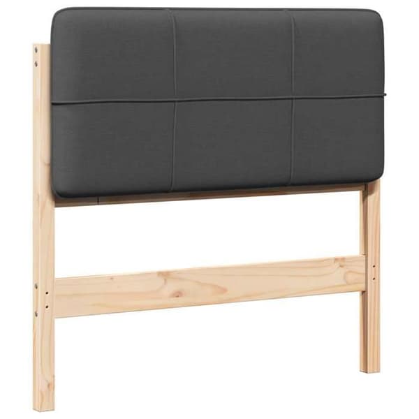 Polstret sengegavl - EKSKLUSIV HUS - Rektangulær - Massiv fyr - 75 cm - Brun og mørkegrå Brun och mörkgrå