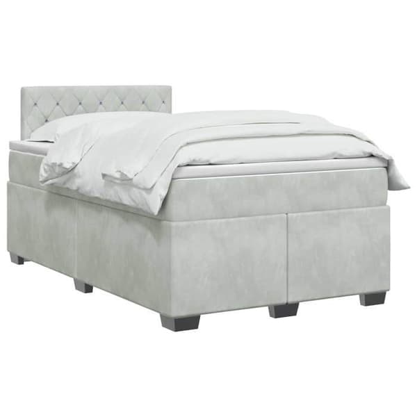 Maison Exclusive - Boxspring seng med madras Lys grå 120 x 190 cm Velour Ljusgrått