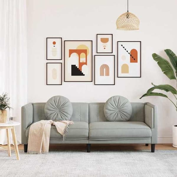 Maison Exclusive - Soffa med kuddar 3 platser ljusgrå sammet