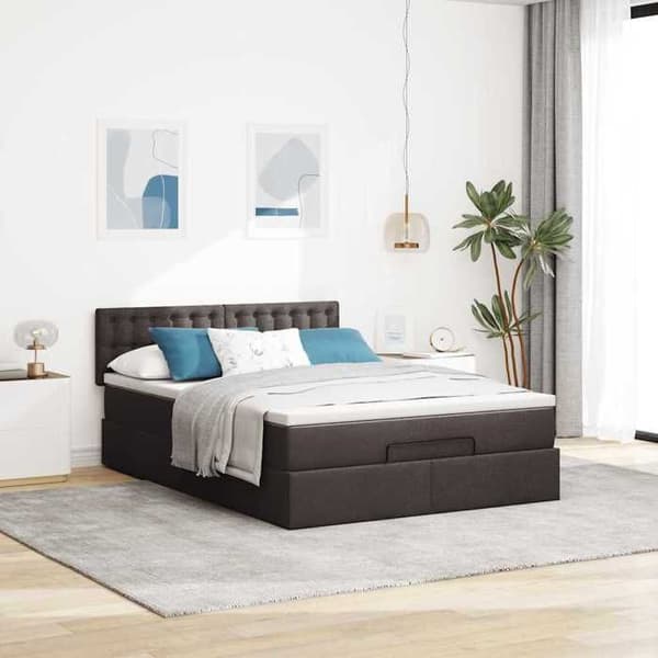 Sängsoffa - Maison Exclusive - 140x190 cm - Mörkbrunt tyg - Hydraulisk förvaring mörkbrun