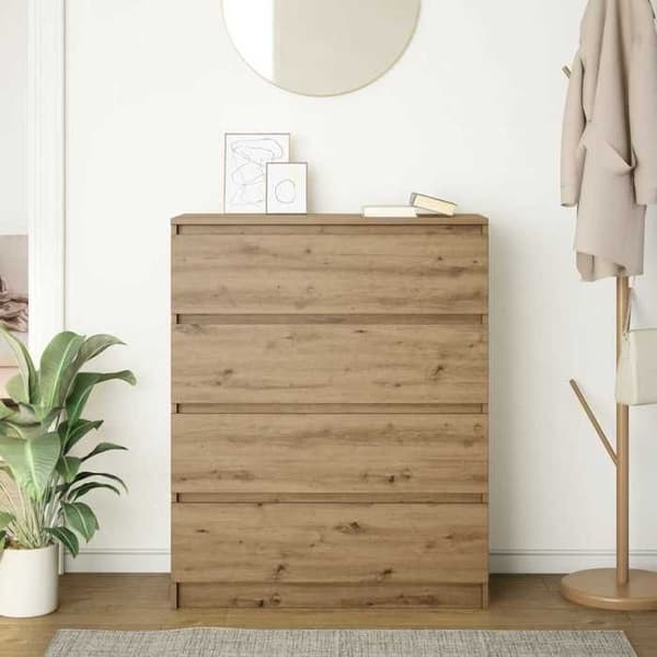 Maison Exclusive - Buffé i ek, hantverk 80x35x99 cm, ingenjörsträ. Ek