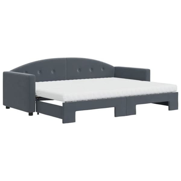 Maison Exclusive - Dagbädd med utdragssäng och mörkgrå madrass 80x200cm sammet Mörkgrå