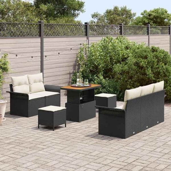 Lounge-soffor - MAISON EXCLUSIVE - 8-delars set - Poly rotting UV - Stålram med beläggning - Akaciabord