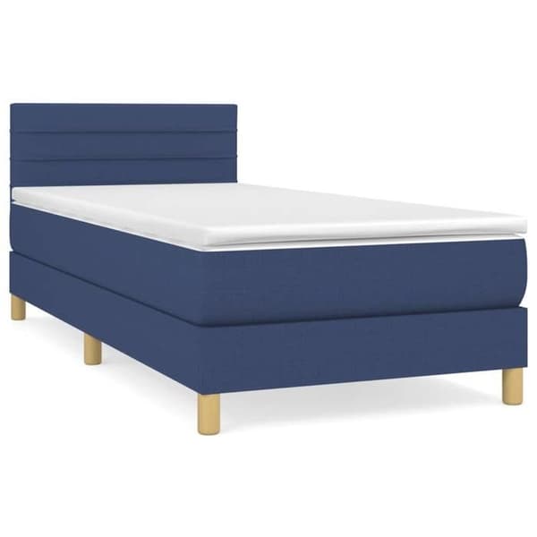 Maison Exclusive - Sengestel med springmadras Blå 90x200 cm Stof