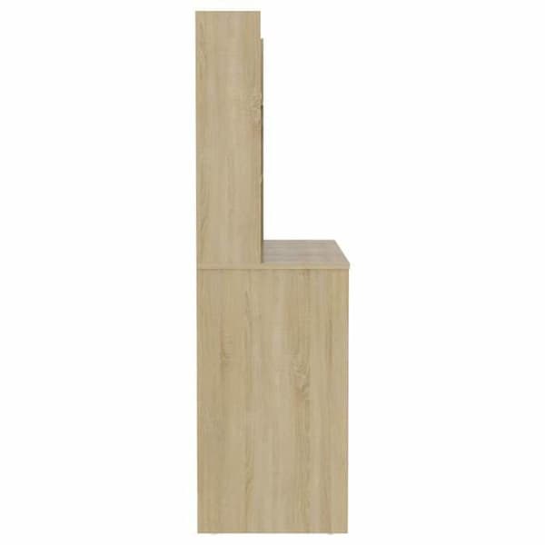 Maison Exclusive - Makeupbord med LED-belysning 100x40x135 cm MDF Eg Ek