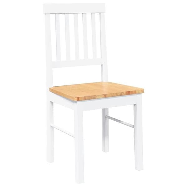 Maison Exclusive - Matstolar 2 st vit massiv gummiträ