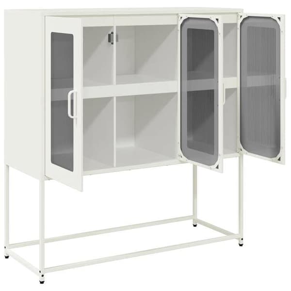 Maison Exclusive - Buffé vit 100,5x39x107 cm kallvalsat stål