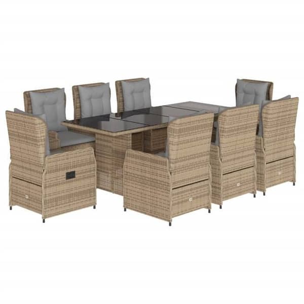 Maison Exclusive - Puutarhakalusteryhmä ja tyynyt 9 kpl beige Polyrottinki beige