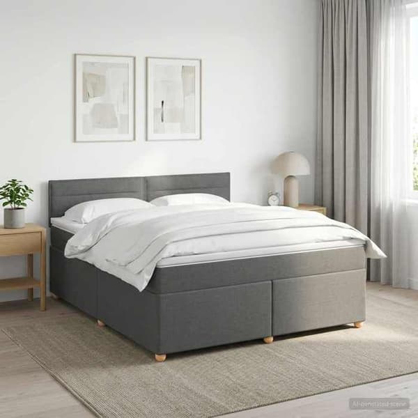 Maison Exclusive - Boxspring säng med madrass Mörkgrå 140 x 200 cm Tyg Mörkgrå