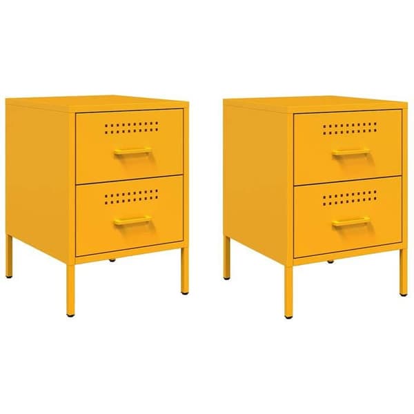 Maison Exclusive - Sängbord 2 st senapsgul 36x39x50,5 cm stål