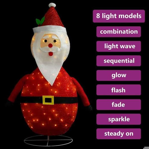 Julepynt - EKSKLUSIVT HUS - LED Julemand figur - 120 cm - 120 LEDs 8 effekter - Tykt stof, stålbase