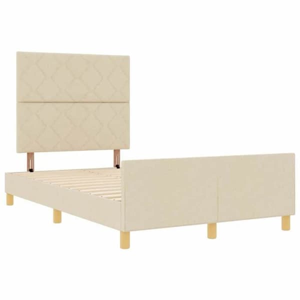 Sängram - EXKLUSIV HEM - 120 x 200 cm - Krämvelour - Dold förvaring - Latten ingår Grädde