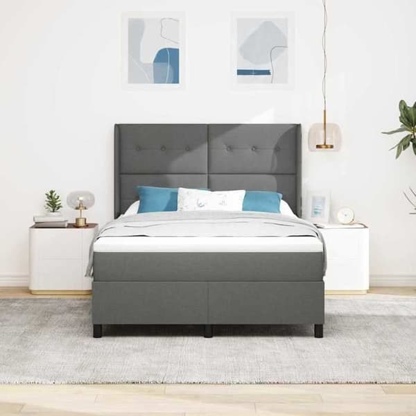 Maison Exclusive - LED-jousipatja Tummanharmaa 140 x 200 cm kangas Mörkgrå