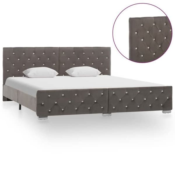 Maison Exclusive - Sengestel uden madras grå velour 180x200 cm Grå (sammet)