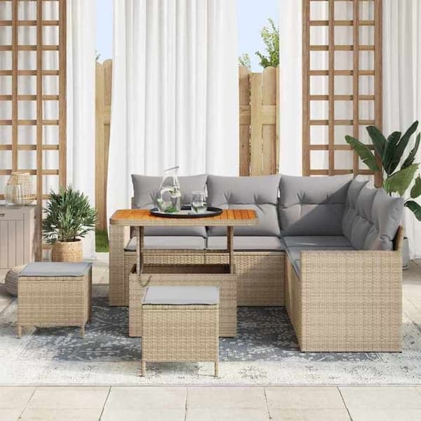 Trädgårdsmöbler - EXKLUSIVT HEM - Set 8 delar - Beige - Poly rattan - Modulär beige