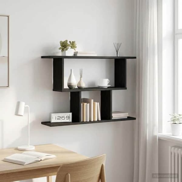 Maison Exclusive - Væghylde Sort eg 80 x 15 x 50,5 cm Ingeniørtræ