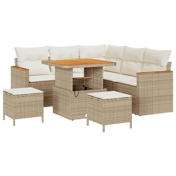 Trädgårdsmöbler - MAISON EXCLUSIVE - Set med 8 delar - Beige - Hållbar polyrotin - Modulerbar akaciayta beige