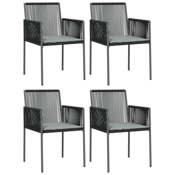 Maison Exclusive - Have spisebord sæt med puder 5 stk sort rattan og stål