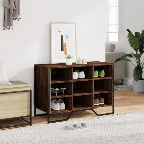 Maison Exclusive - Skoskab i brunt egetræ 90x38x61,5 cm i ingeniørtræ