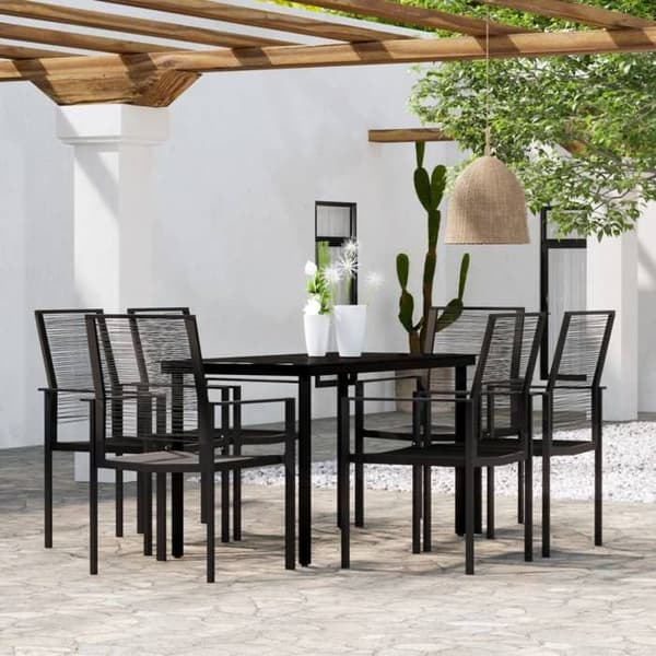 Maison Exclusive - Have spisebordssæt 7 dele Sort