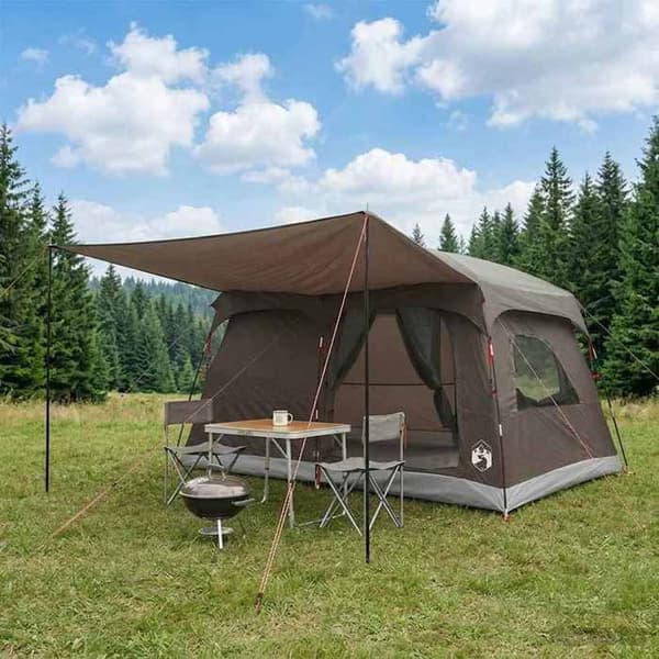 Familjetält - EXKLUSIVT HUS - 6 platser - Polyester - Brun - Väderbeständig