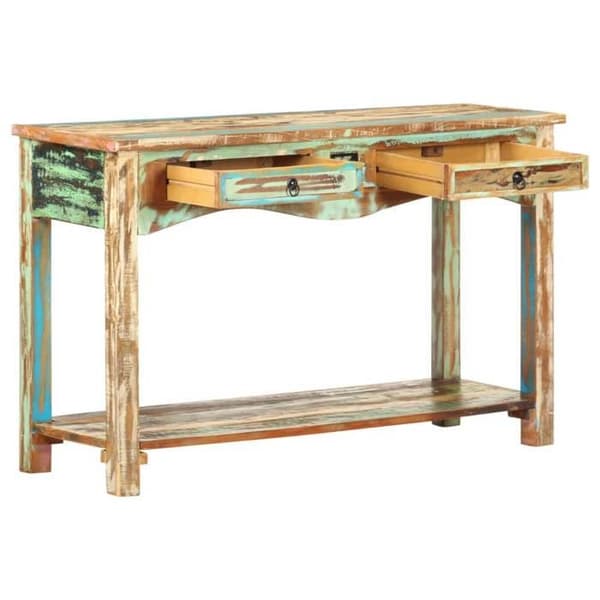 Konsolbord - Maison Exclusive - Solid genbrugstræ - 120x40x75 cm - 2 skuffer