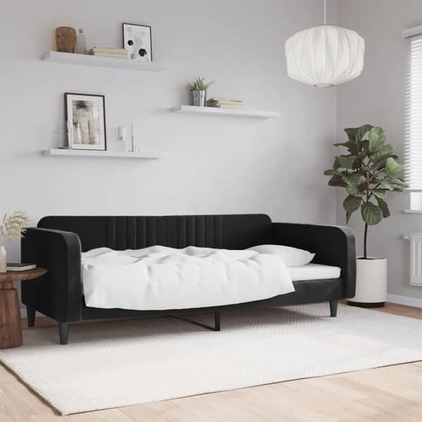 Maison Exclusive - Musta 90x190 cm samettinen sänky ilman patjaa Svart