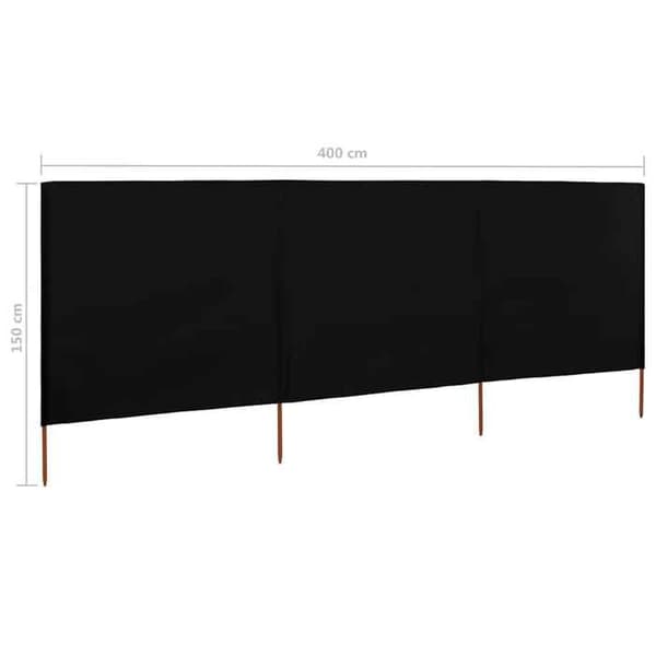 Maison Exclusive - 3-panel skærm i stof 400 x 120 cm sort Svart