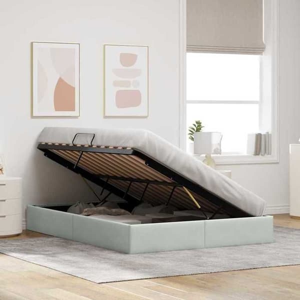 Maison Exclusive - Förvaringssäng med lagring Ljusgrå 137 x 190 cm Sammet