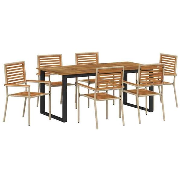 Maison Exclusive - 7-delars matgrupp för trädgård Beige