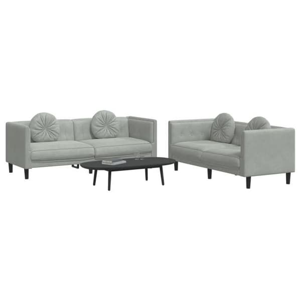 Maison Exclusive - 2 kpl sohvasetti vaaleanharmailla samettityynyillä