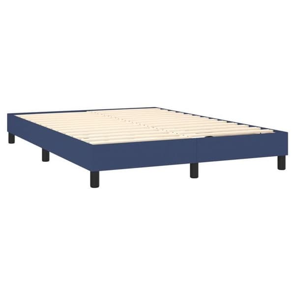 Maison Exclusive - Sengebund med lameller og madras Blå 140x190 cm Stof